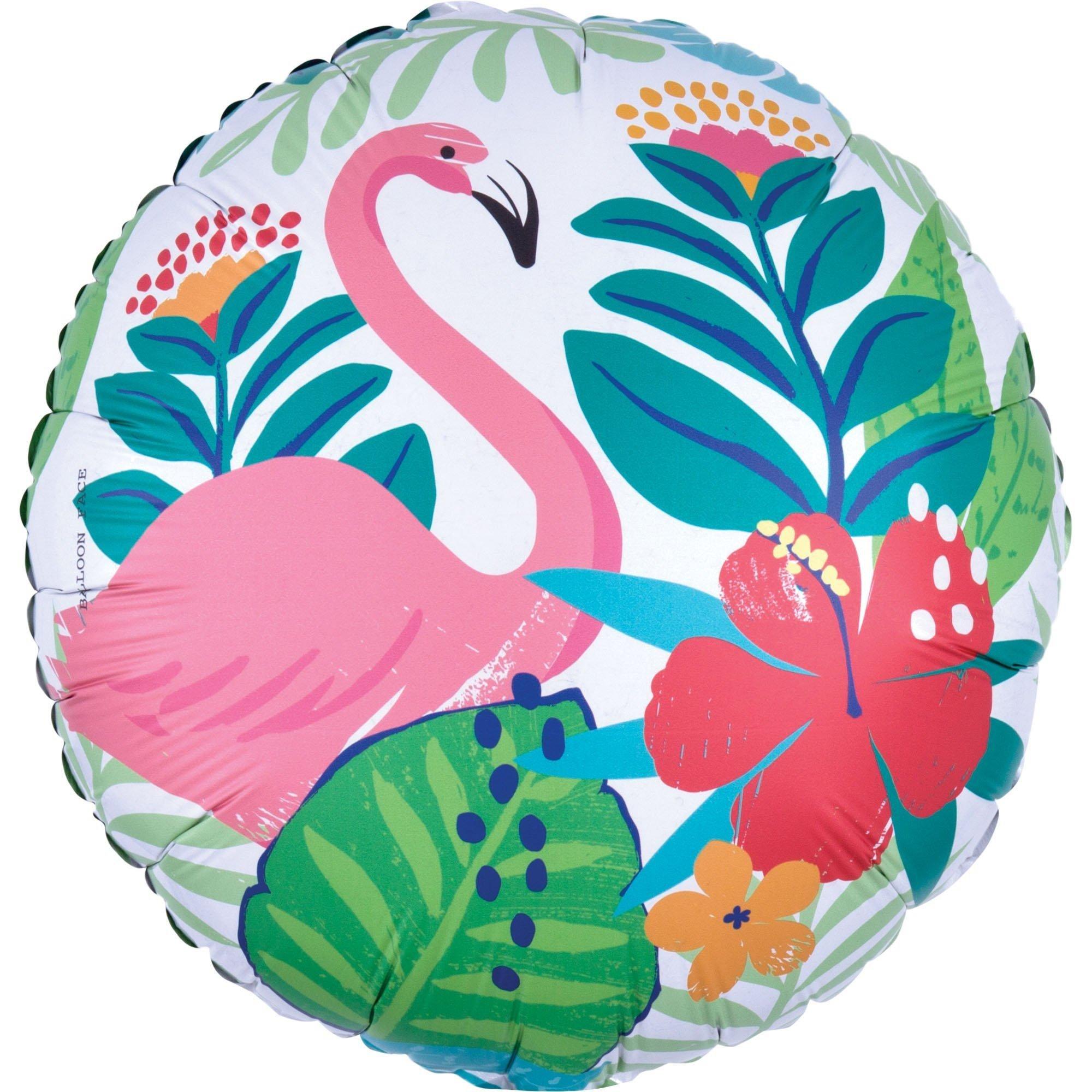 Premium Tropical Flamingo Foil Balloon Bouquet with Balloon Weight, 13pc